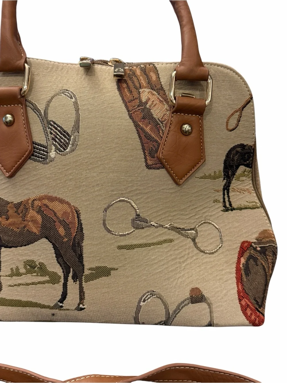Signare Tapestry Equestrian Top Handle Bag Horses Satchel Crossbody Western